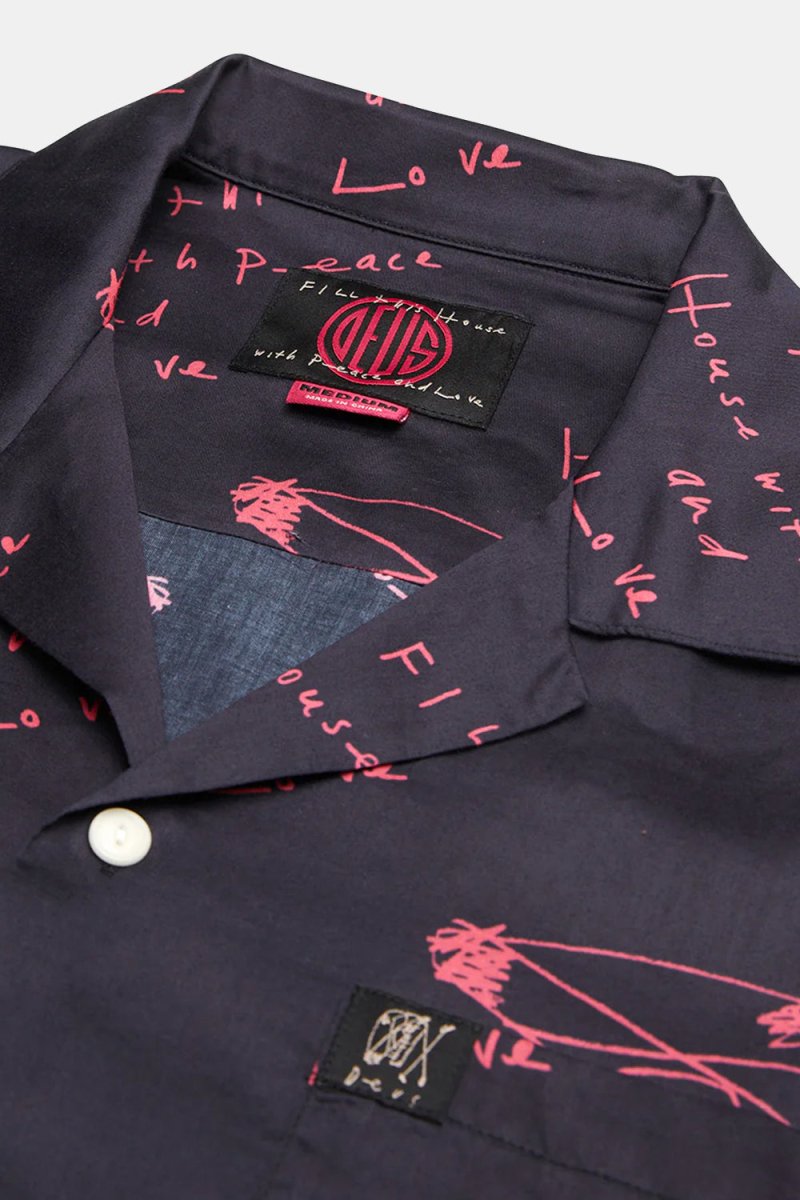 Deus Old House Short Sleeved Shirt (Navy/Red) | Shirts