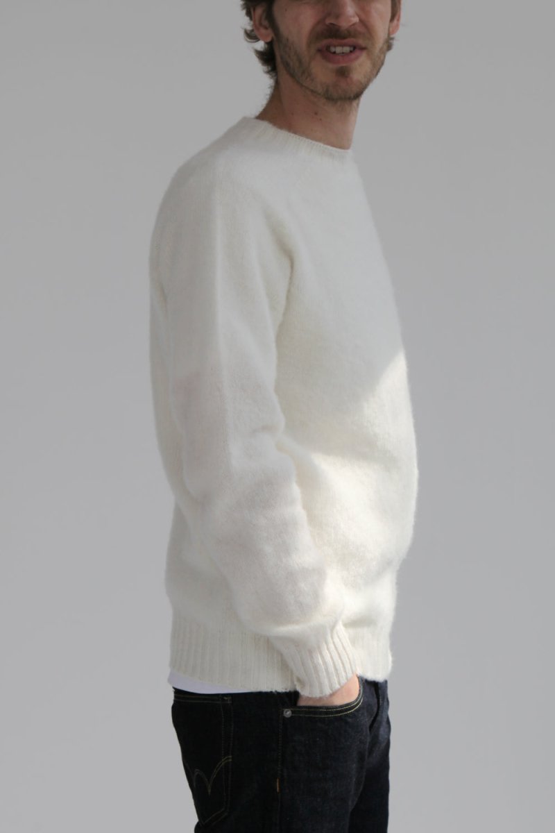Half Dozen Shaggy Double-Brushed Crew (Winter White) | Knitwear