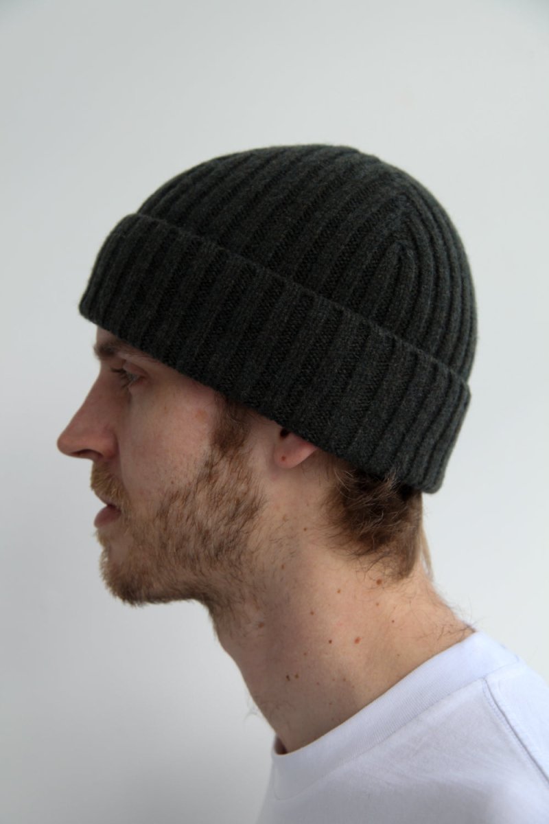 Half Dozen Super-Soft Lambswool Fisherman Beanie - Seaweed Green
