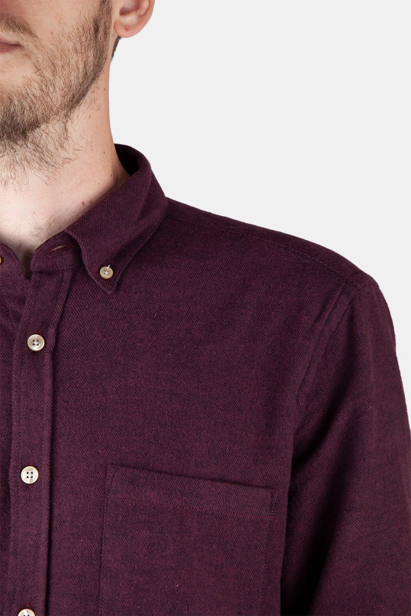 Portuguese Flannel Teca Shirt (Bordeaux Dark Red) | Shirts
