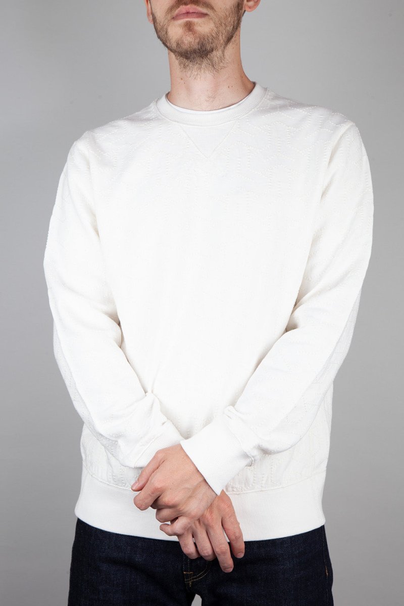 Universal Works Loopback Embroidered Oversized Sweatshirt (Ecru) | Sweaters