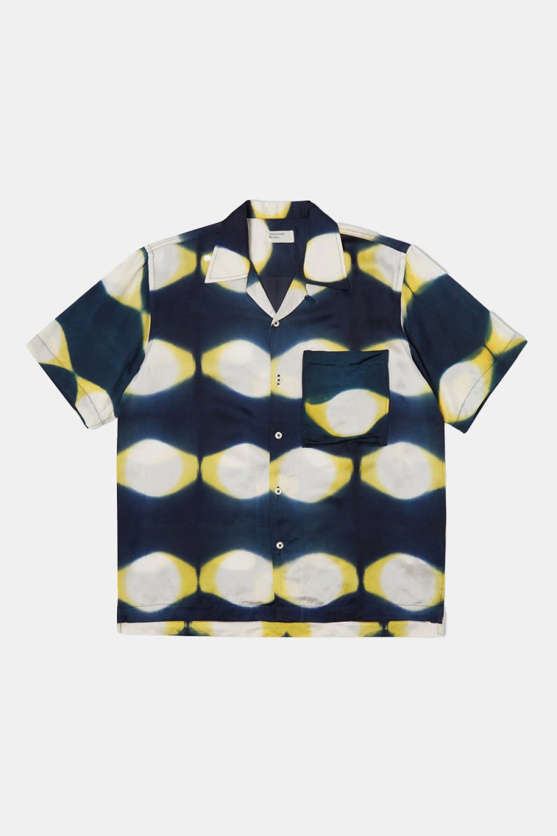 Universal Works Tie Dye Camp Shirt (Navy/Yellow) | Shirts