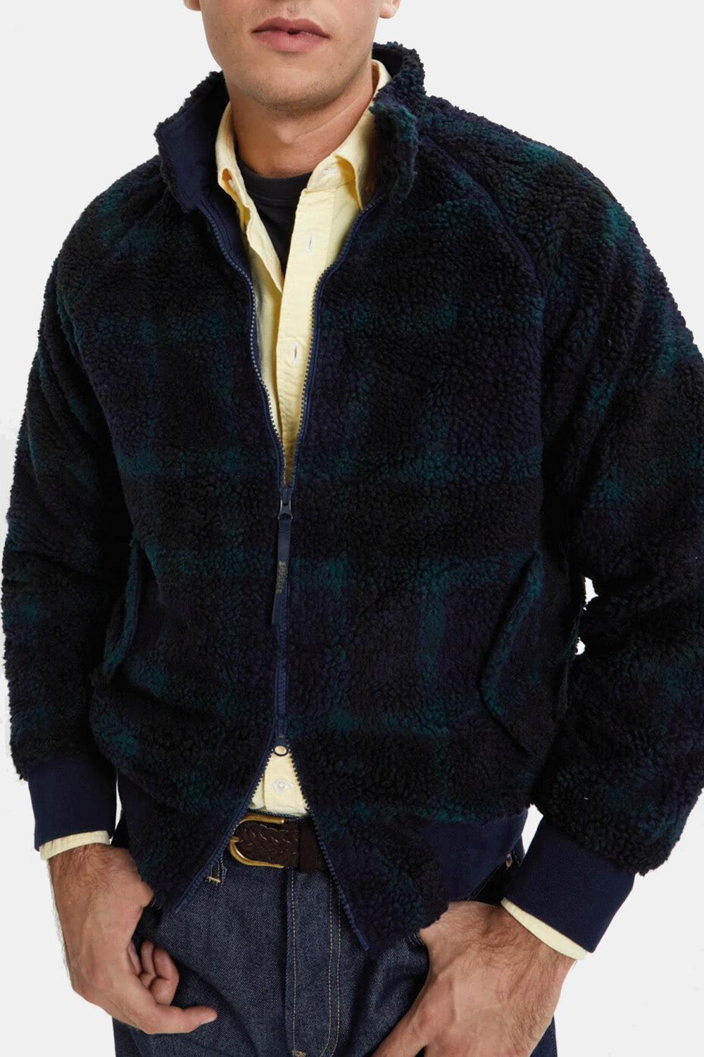 Baracuta Curly Fleece G9 Jacket (Blackwatch Navy/Green)