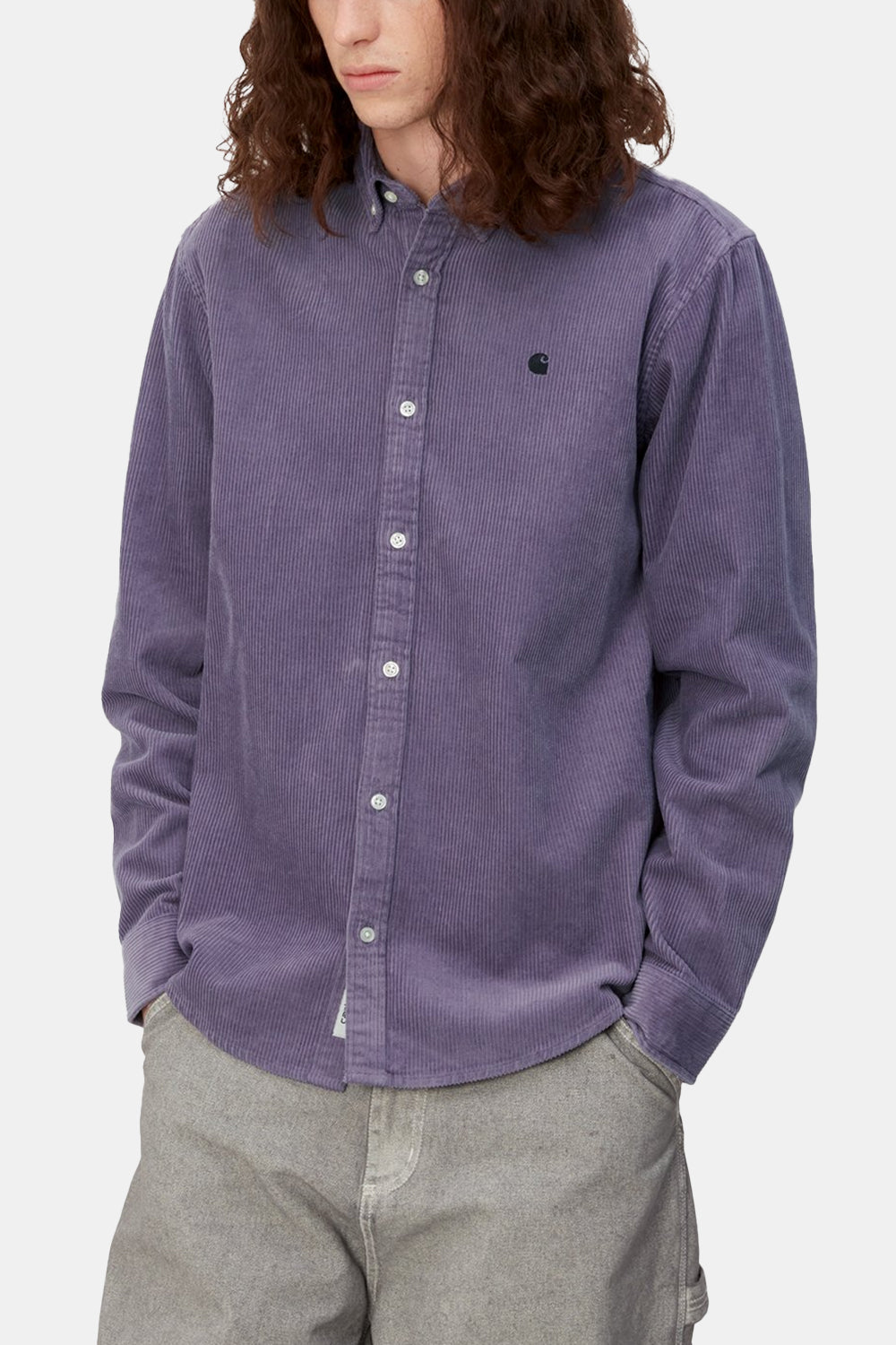 Carhartt WIP Madison Cord Langærmet Skjorte (Glassy Purple/Sort)