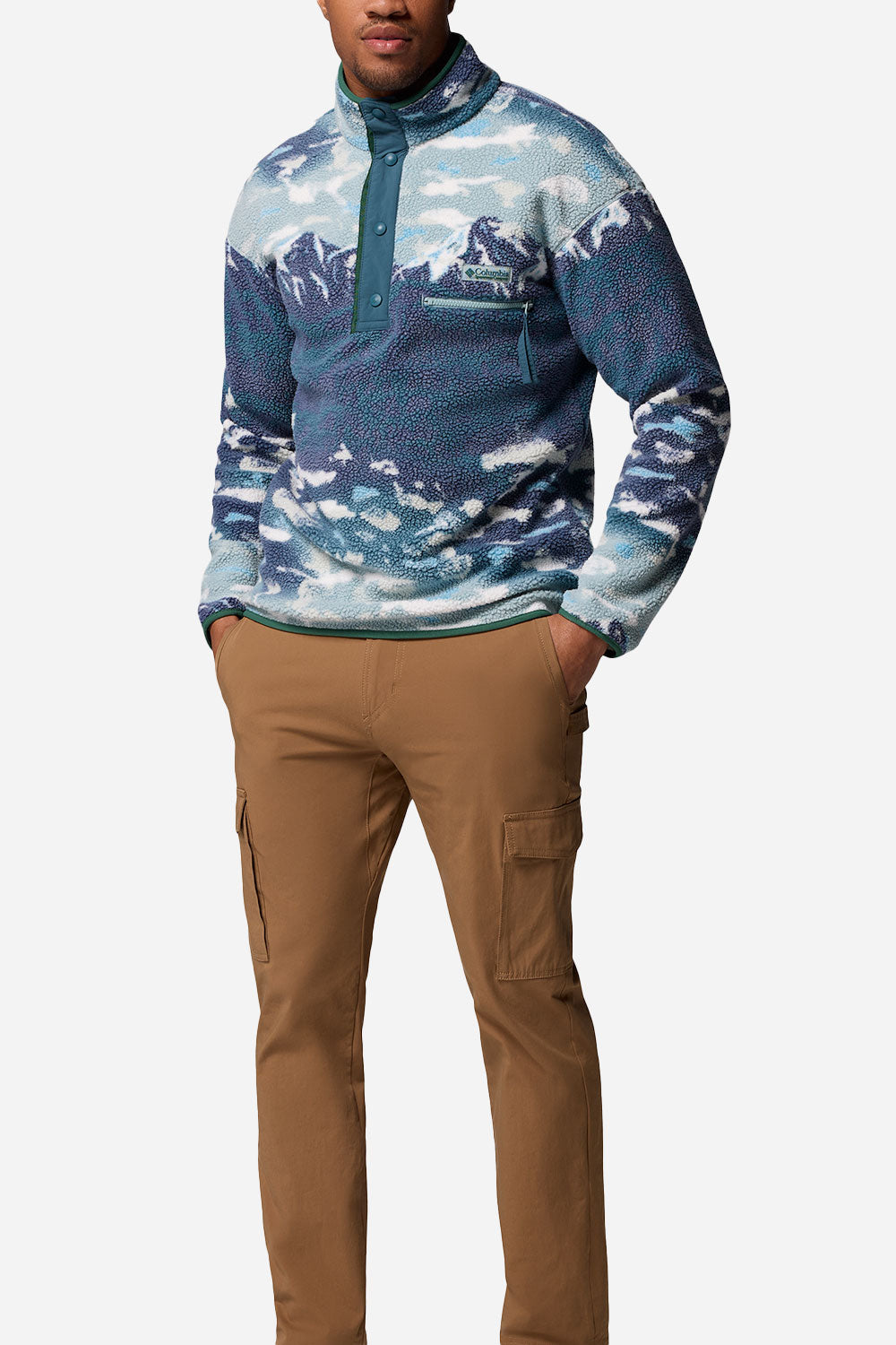 Columbia Helvetia™ II trykt Halv Snap Fleece (Crushed Blue Sisters)