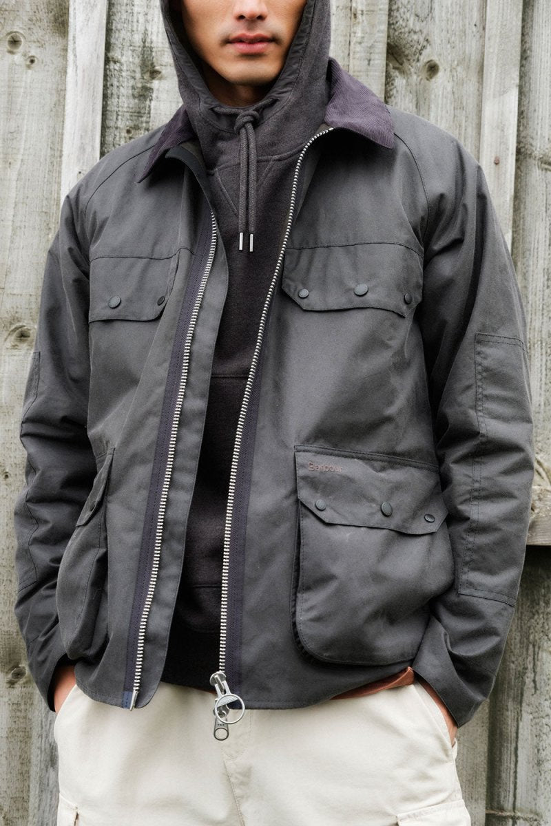 Barbour Re - Engineered Bedale Waxed Jacket (Charcoal) | Jackets