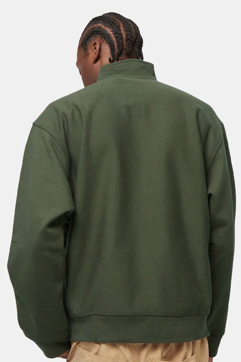 Carhartt Half Zip American Script Sweatshirt (Plant Green) | Sweaters