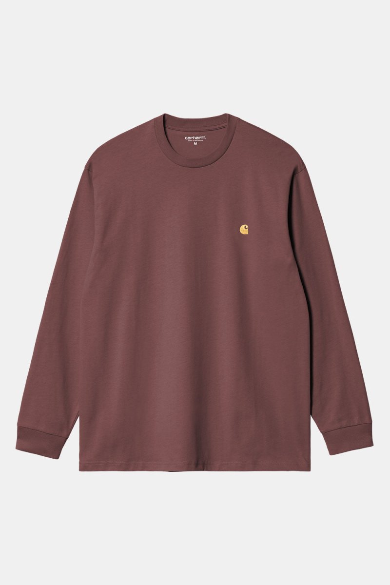 Carhartt WIP Long Sleeve Chase T-Shirt (Dusky Pink/Gold) | T-Shirts