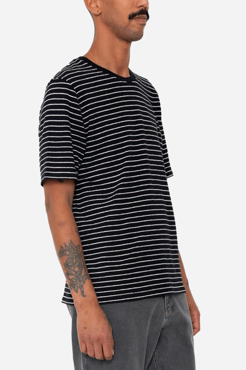 Folk Textured Stripe T-Shirt (Black/Ecru) | Shirts