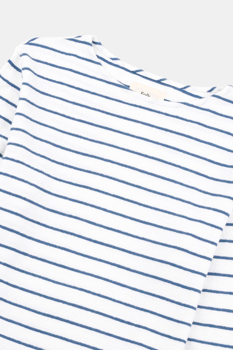 Folk Textured Stripe T-Shirt (Off White/Soft Blue) | Shirts