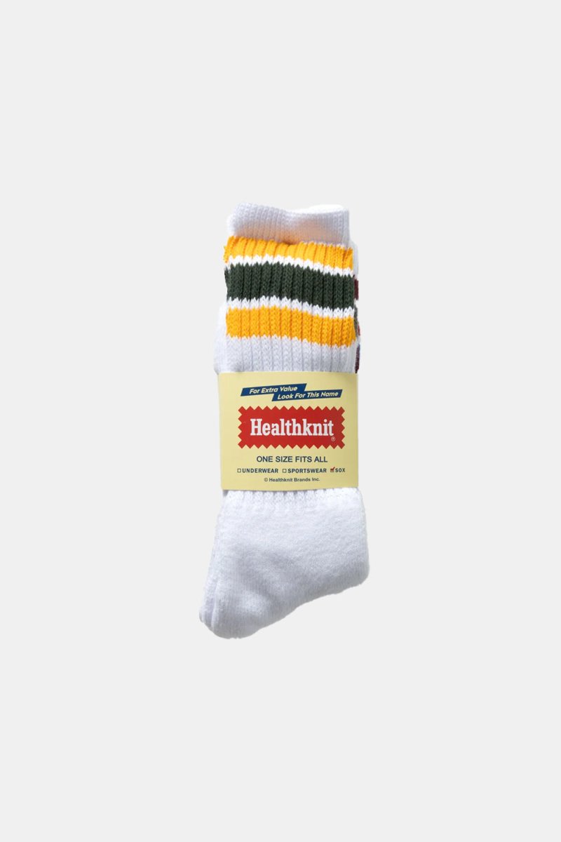 Healthknit 3 Pack 3 Line Crew Socks (Red/Green/Grey) | Socks