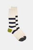 Kinari Recycled Cotton Mix Chunky Stripes Crew (Ecru/Navy) | Sokker