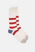 Kinari Recycled Cotton Mix Chunky Stripes Crew (Off White/Red) | Sokker
