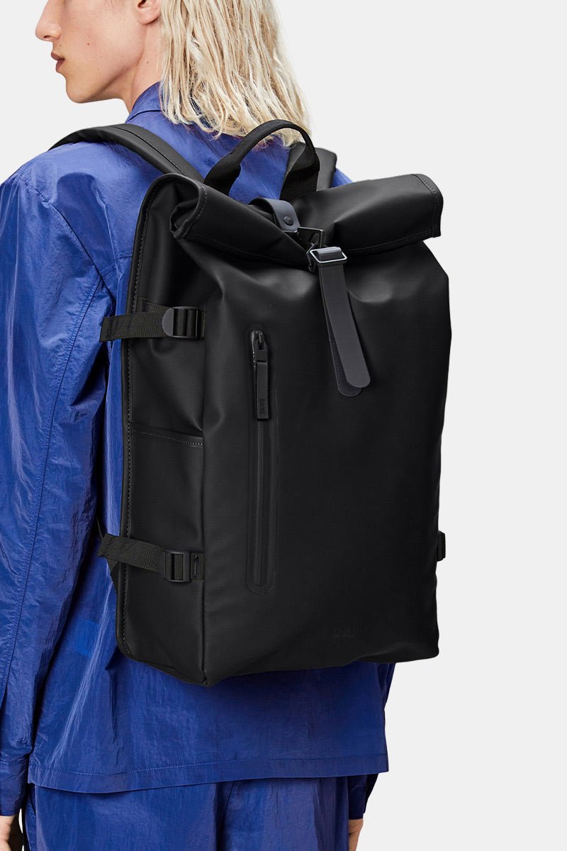 Rains Large Rolltop Rucksack W3 (Black) | Bags