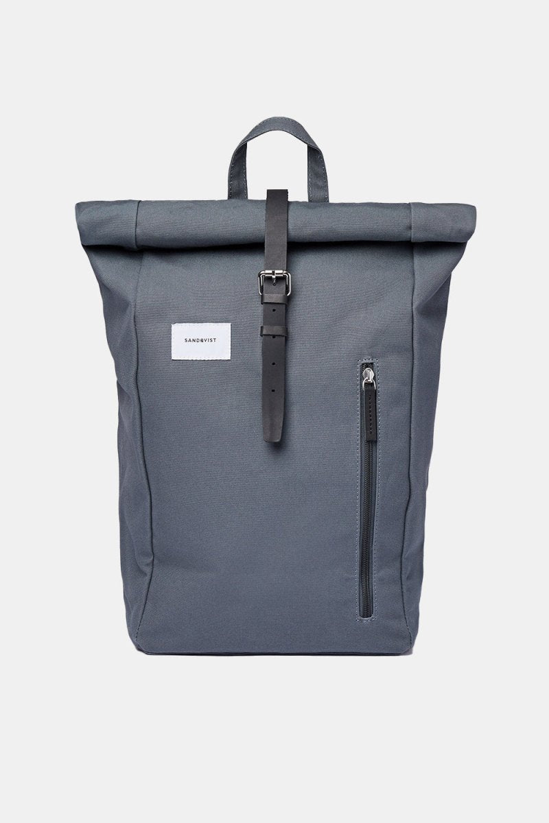 Sandqvist Dante Rolltop Backpack (Dark Slate &amp; Black Leather) | Bags