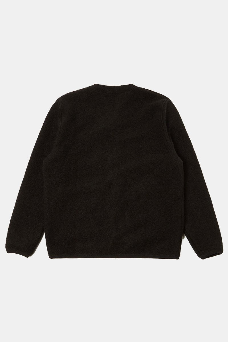 Universal Works Cardigan (Black Wool Fleece) | Sweaters