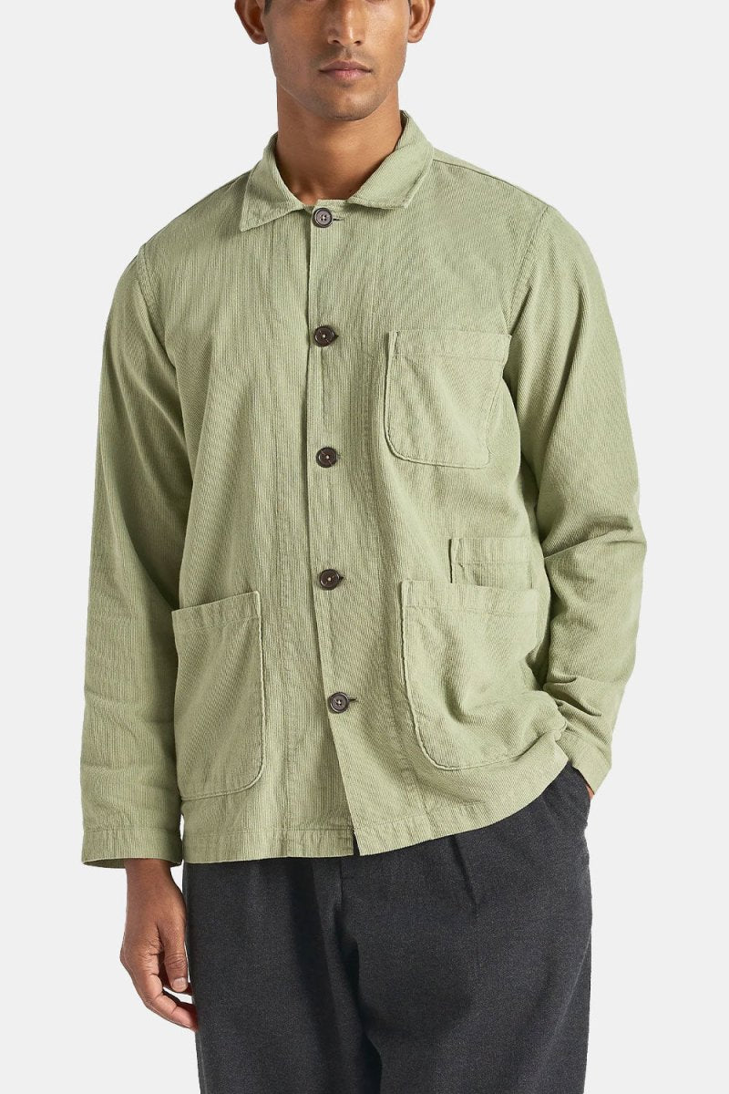 Universal Works Fine Cord Bakers Overshirt (Light Olive) | Jackets