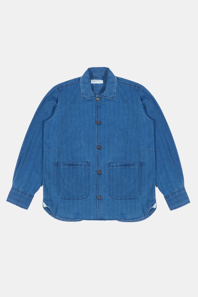 Universal Works Herringbone Denim Travail Shirt (Faded Indigo) | Shirts