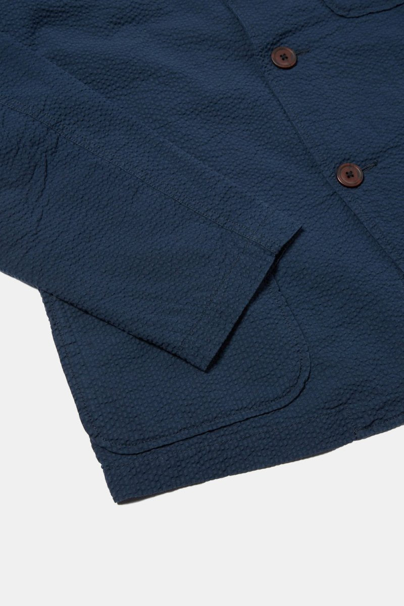 Universal Works Three Button Jacket (Seersucker Navy) | Jackets