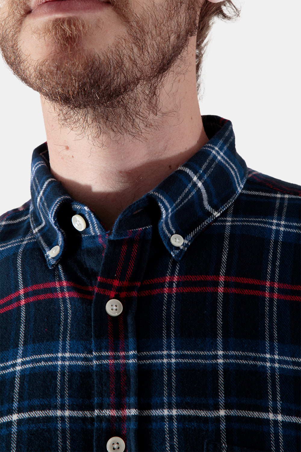 Portuguese Flannel Pop Up ESP Check Shirt (Blue / White / Red) | Number Six