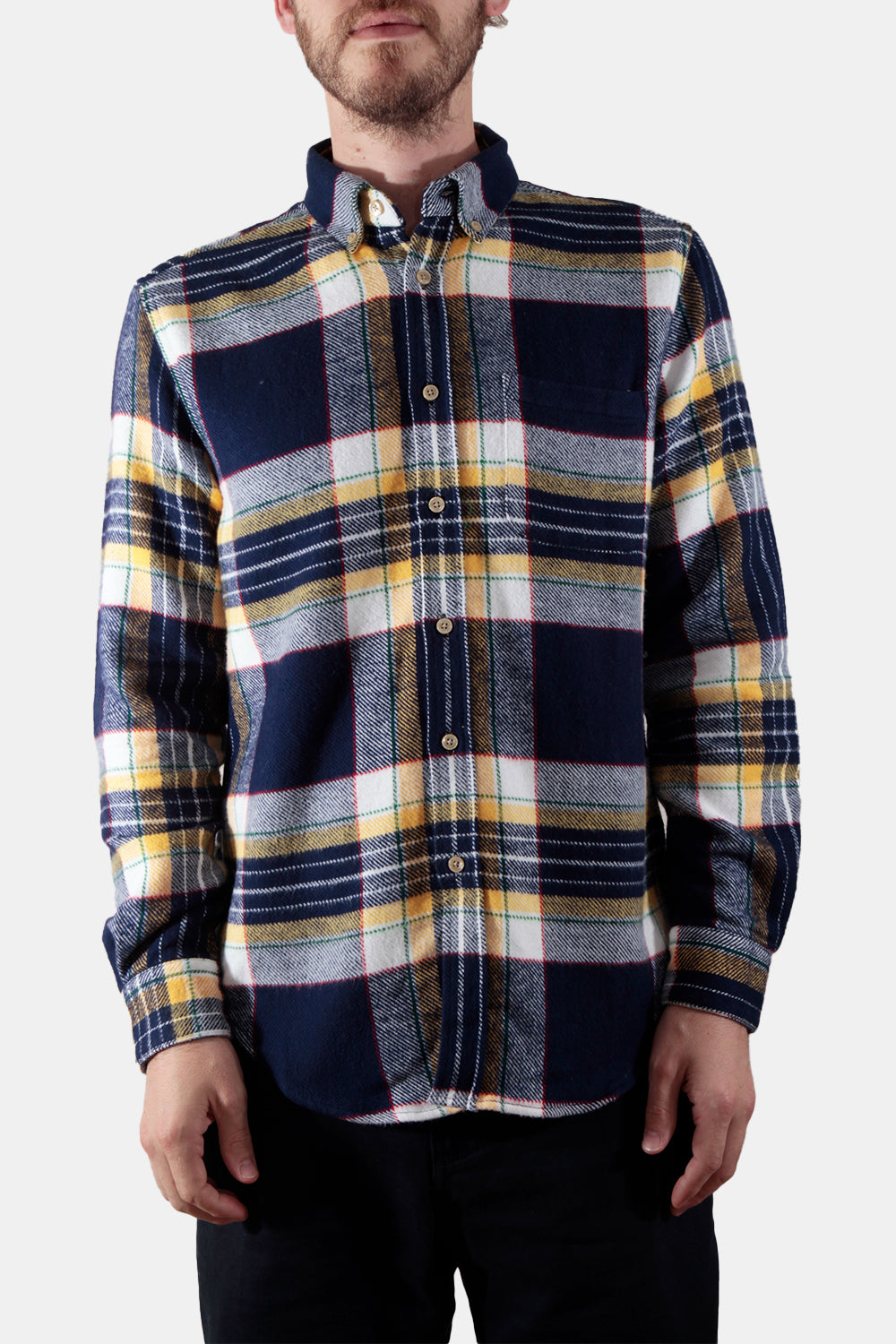 Portuguese Flannel Equi Check ESP Shirt (Blue / White / Yellow) | Number Six