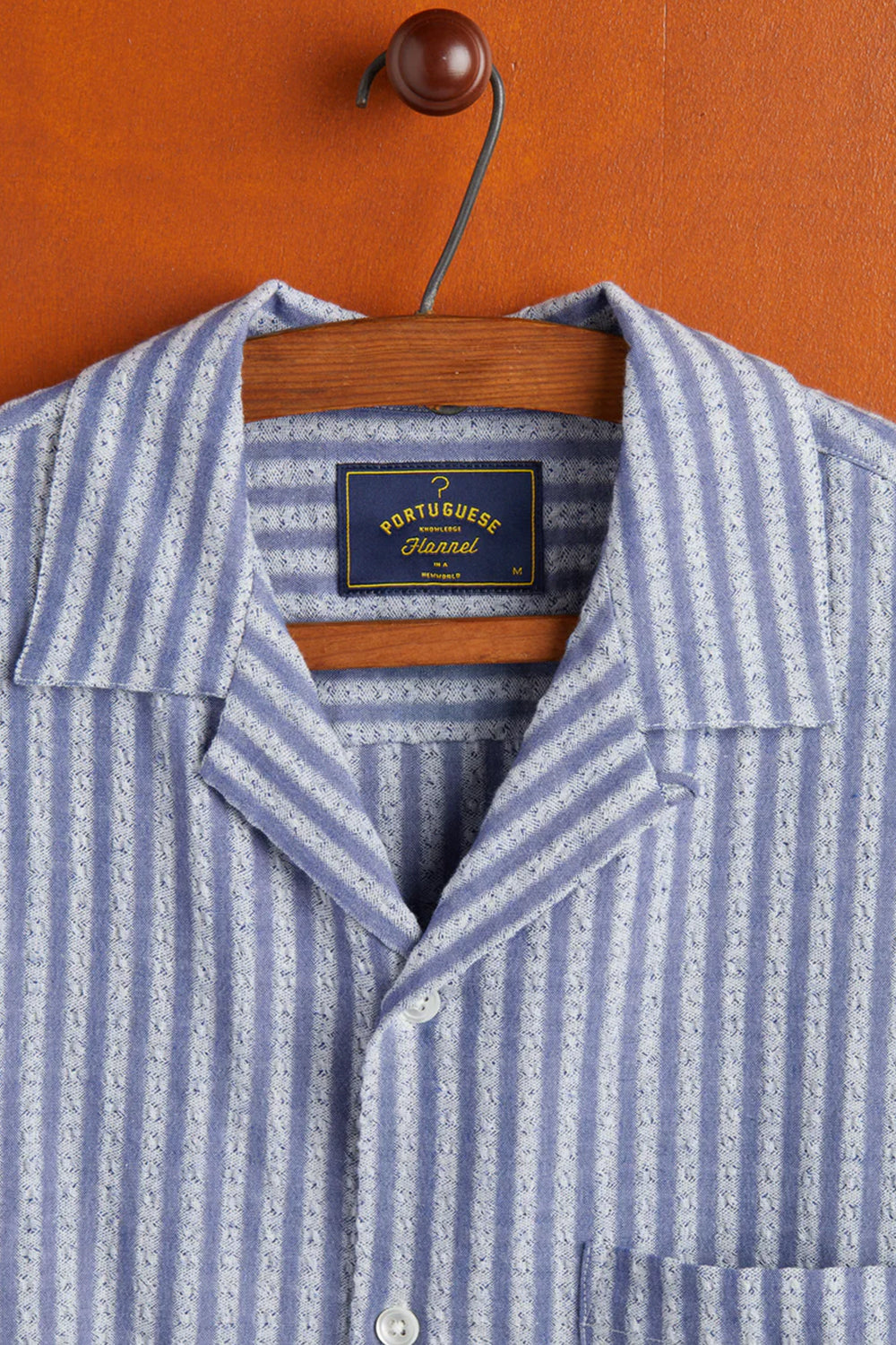 Portuguese Flannel Jacquard Chambray Shirt (Blue) | Number Six