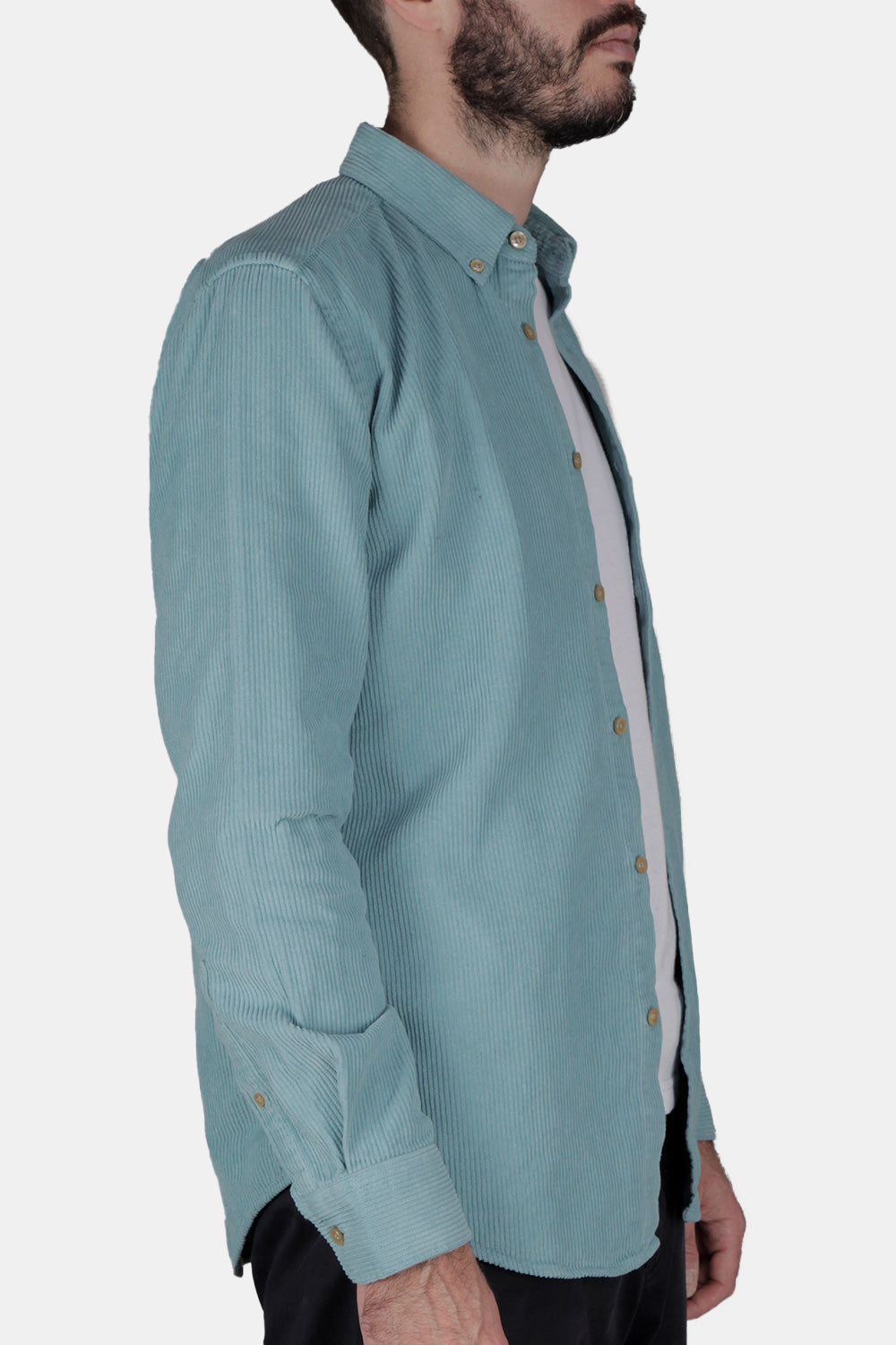 Portuguese Flannel Thick Lobo Cotton-Corduroy Shirt (Turquoise) | Number Six
