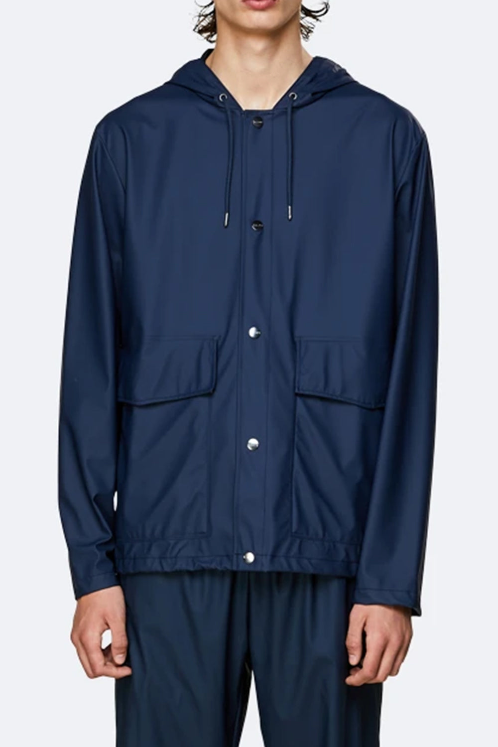 Rains Waterproof Short Hooded Coat (Blue) | Number Six
